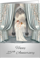 25th Anniversary, Wedding, Bride and groom, beautiful ocean view card