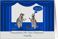 Congratulations on Acting Performance Custom Name with Raccoons card