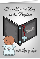 Congratulations, Baptism to dark-skinned baby boy, general, blue card