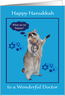 Hanukkah to Doctor, Raccoon holding a stethoscope with Stars of David card