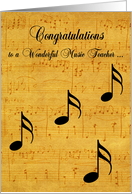 Congratulations on Retirement to Music Teacher with Sheet Music card