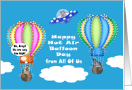Hot Air Balloon Day, from All Of Us, June 5th, raccoons in balloons card