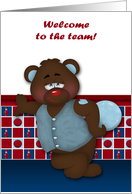 Welcome to the team, bowling, general, cute bear holding a ball card