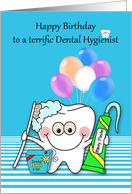 Birthday to Dental Hygienist Card with a Tooth and a Bunch of Balloons card