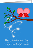 Valentine’s Day to Aunts, cute birds sharing a worm with a heart card