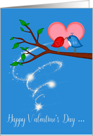 Valentine’s Day to Couple with Cute Birds Sharing a Worm on a Limb card