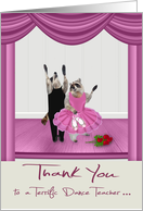 Thank You to Dance Teacher, ballet, Raccoons in tutu and a leotard card
