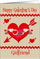 Galentine’s Day to Girlfriend with Colorful Hearts and Red Zigzags card