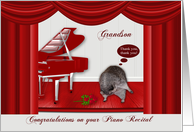 Congratulations on Piano Recital to Grandson with Raccoon Taking a Bow card