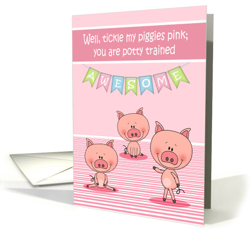 Congratulations on Potty Training Card with Piggies Tickled Pink card