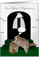 Congratulations on Wedding from brother to brother, raccoons, church card