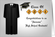 Congratulations on High School 2024 Graduation Card Male Black Gown card