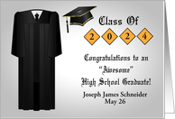 Congratulations on High School Graduation Custom Name and Year 2024 card