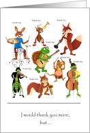 Thank you to music teacher, animals with instruments card