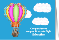 Congratulations on first solo hot air balloon flight custom name card