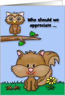 Squirrel Appreciation Day is Observed on January 21 Owl and Squirrel card