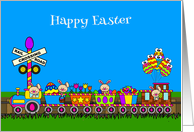 Easter General A Bunny Train with Decorated Egg Balloons card