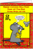 Chinese New Year from Both of Us Year of the Rat with a Rat and Cheese card