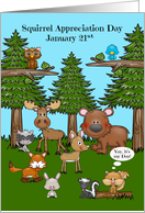 Squirrel Appreciation Day Observed on January 21st Wildlife in Forest card