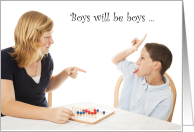 Birthday to Brother from Big Sister with a Boy being a Boy card