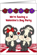 Invitation to Valentine’s Day Party with Adorable Skunks Holding Hands card