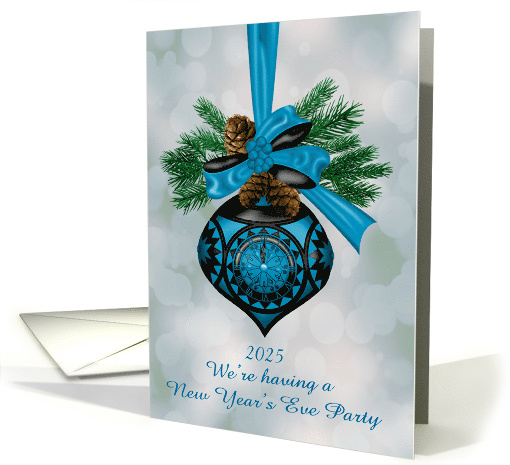 Invitation to a New Year's Party Custom Year 2025 with a Clock card