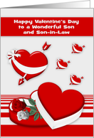 Valentine’s Day to Son and Son in Law with Hearts and Roses card