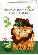 St. Patrick’s Day from All Of Us with a Lion Wearing a Crown on Green card