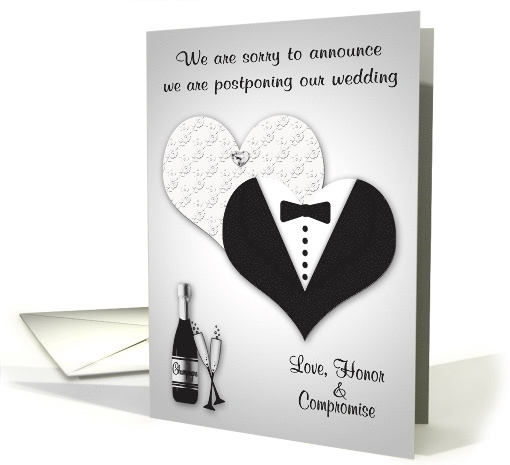 Wedding Postponement Announcement due to Coronavirus with Hearts card