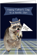 Father’s Day to Son with a Handsome Raccoon Dressed Like a Dad card