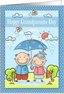 Grandparents Day Cute Grandparents Under a Polka Dot Umbrella card