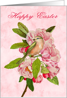 Easter with a Beautiful Stem of Flowers and a Delicate Bird card
