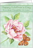 Mother’s Day to Daughter in Law with a Water Colored Pink Flower card