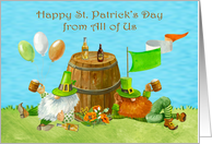 St. Patrick’s Day from All of Us with Gnomes Relaxing Against Big Keg card