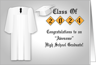 Congratulations on 2024 High School Graduation with Male White Gown card