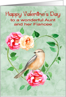 Valentine’s Day to Aunt and Fiancee with a Beautiful Flower Wreath card