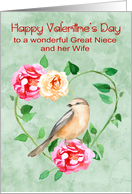 Valentine’s Day to Great Niece and Wife with a Beautiful Heart Wreath card