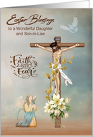 Easter Blessings to Daughter and Son in Law with Jesus on a Cross card