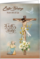 Easter Blessings from All of Us with Jesus on a Cross and an Angel card