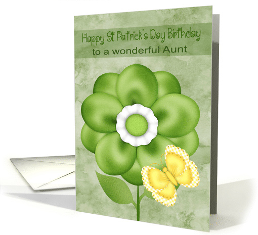 Birthday on St Patrick's Day to Aunt with a Pretty Green Flower card