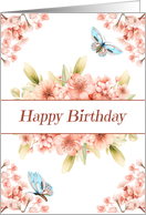 Birthday with Pantone Color of the Year Peach Fuzz with Flowers card