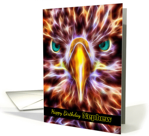 Nephew Birthday Sea Eagle Fractal Wire Flames card (1352898)