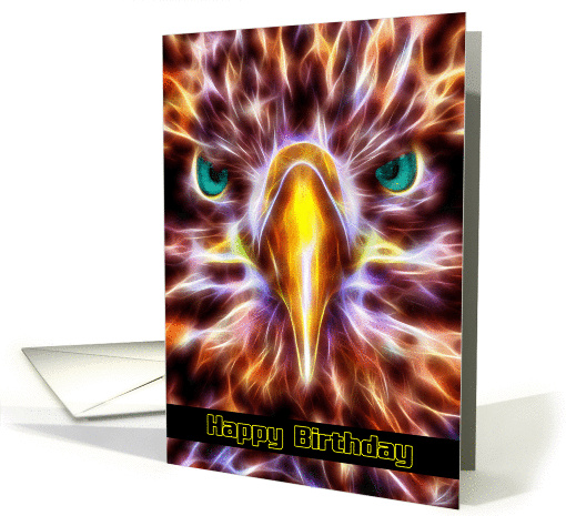 Sea Eagle Birthday Fractal Wire Flames card (1352902)