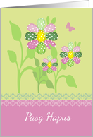 Easter Egg Flowers In Spring Colours - Welsh - Pasg Hapus card