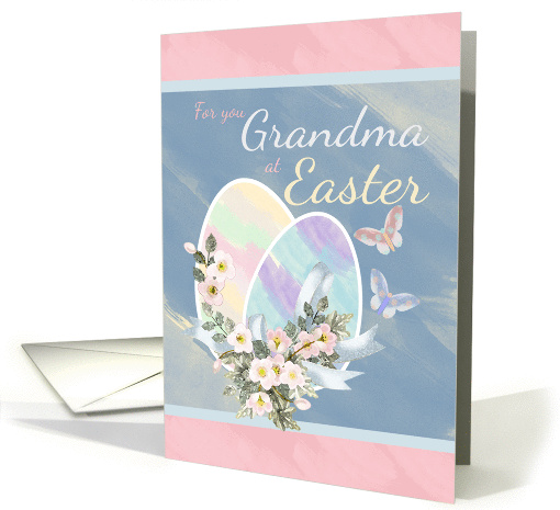Grandma - Watercolour Easter Eggs Butterflies And Flowers card