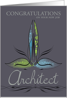 Architect - New Job - Stylish With Pinstriping Centre And Lower Design card