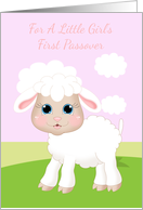 Baby Girl’s First Passover With Little Lamp And Spring Flowers card