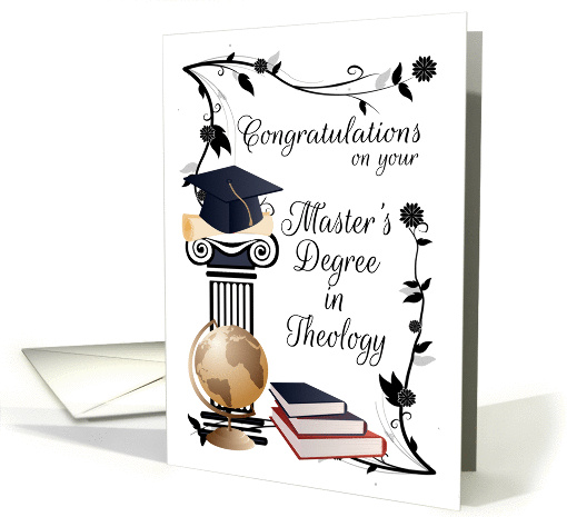 Master's Degree In Theology Congratulations With Mortar Board card