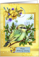 Happy Mothering Sunday, With Bird Butterflies And Roses card