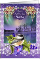 Nana Mother’s Day, With Bird Flowers Lance And The Northern Lights card